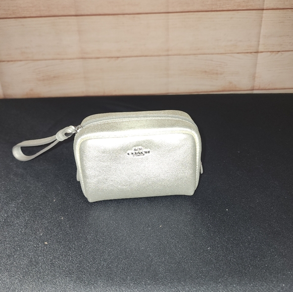 Coach Silver Wristlet Pouch - Picture 1 of 8